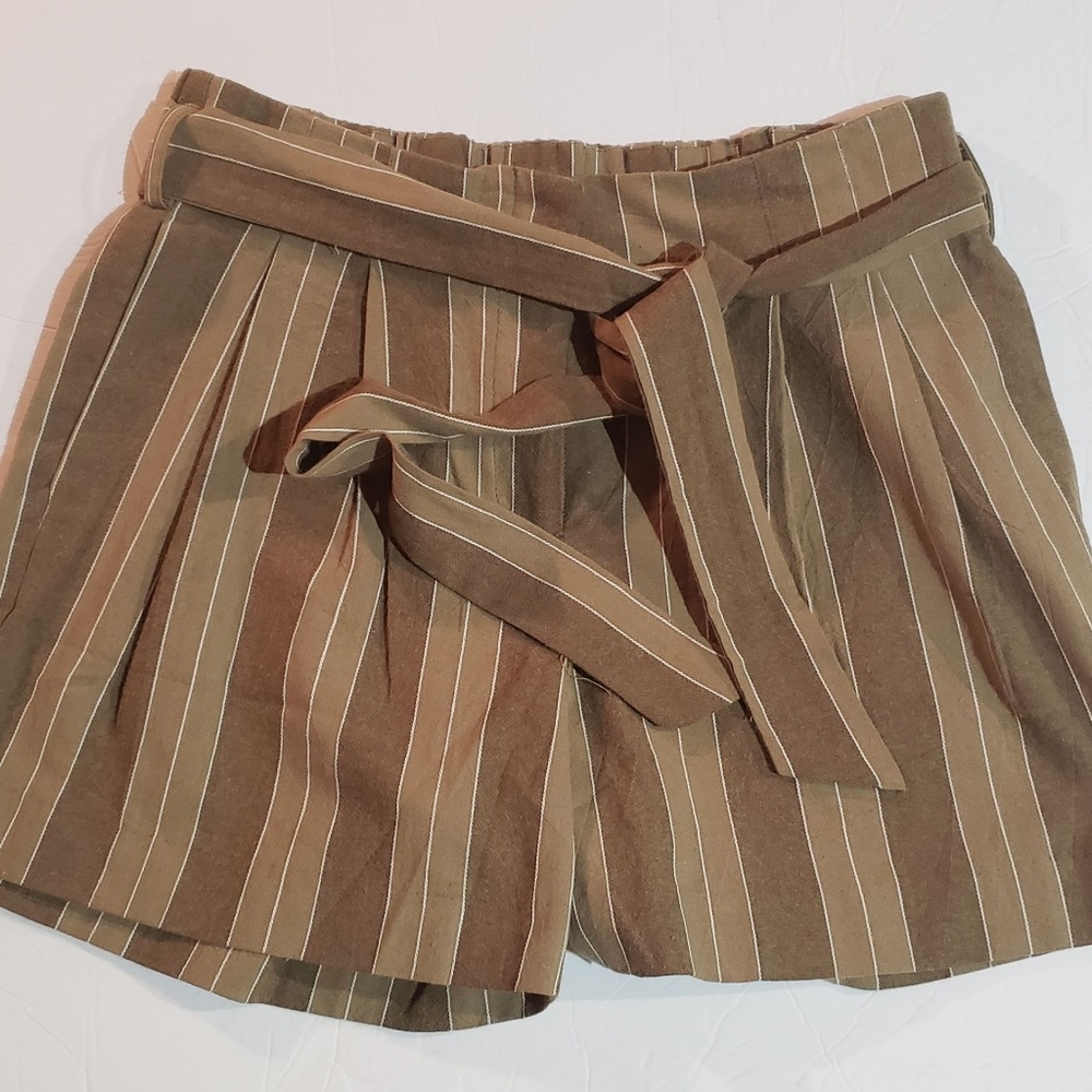 DREW Women's Olive Strip Paperbag Shorts - S